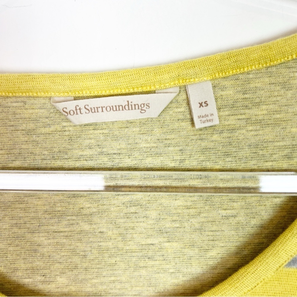 SOFT SURROUNDINGS YELLOW GRAY STRIPE PARKER TUNIC SHIRT WOMENS SZ XS - Picture 4 of 7